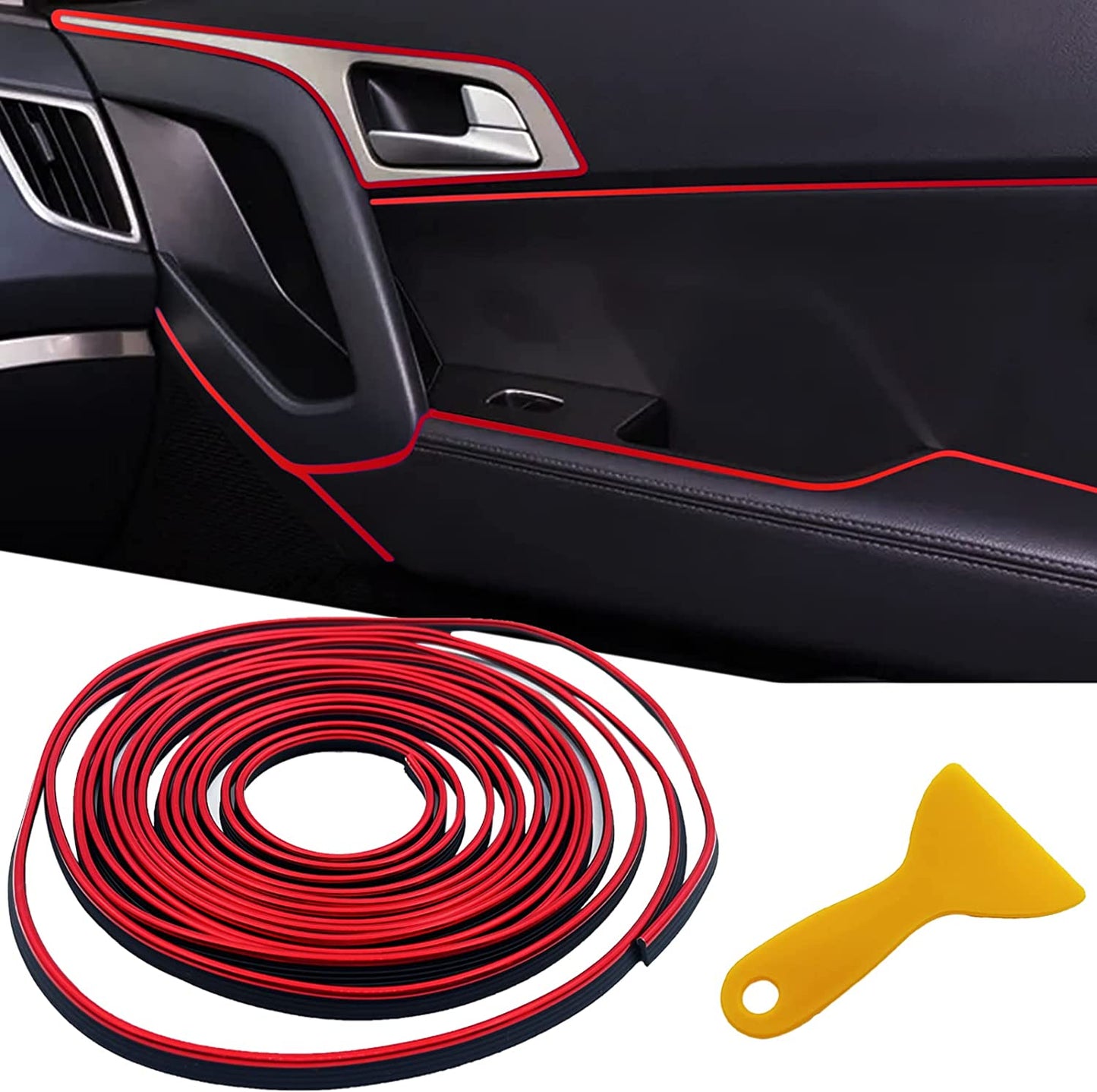 Car Interior Trim Strips,33Ft Car Electroplating Decoration Styling Door Dashboard, Flexible Interior Trim Accessories with Installing Tool