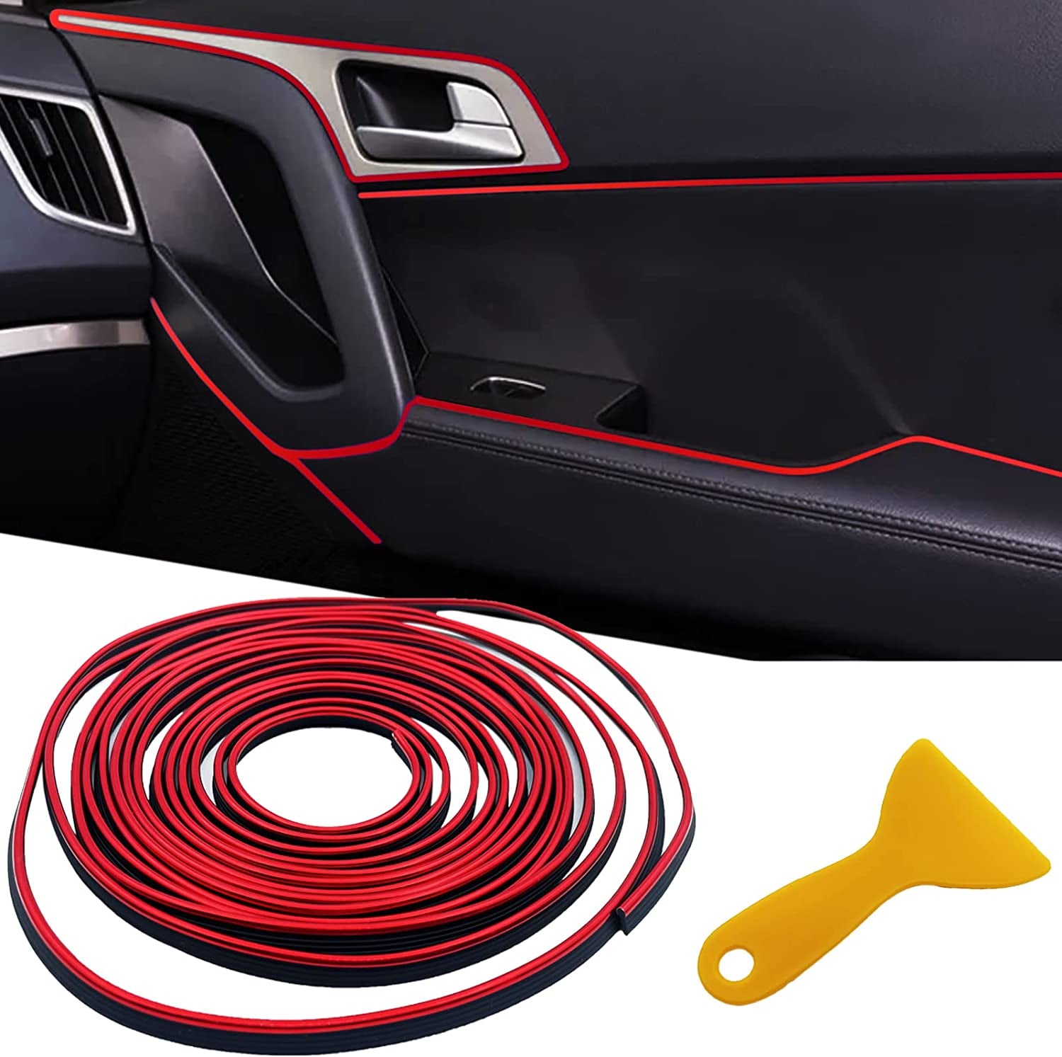 Car Interior Trim Strips,33Ft Car Electroplating Decoration Styling Door Dashboard, Flexible Interior Trim Accessories with Installing Tool
