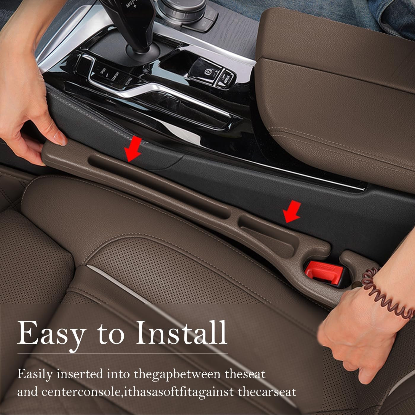Car Seat Gap Filler 2-Pack, Universal Car Seat Gap Filler Organizer, Seat Gap Plug – Fills Gap between Seat & Console (Brown)
