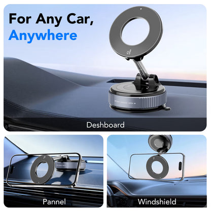Magnetic Phone Holder for Car, Suction Cup Car Phone Holder for Windshield and Dashboard, 360° Adjustable Car Phone Mount with Strongest N60 Magnets, Compatible for Iphone17-12 Pro Max and Android