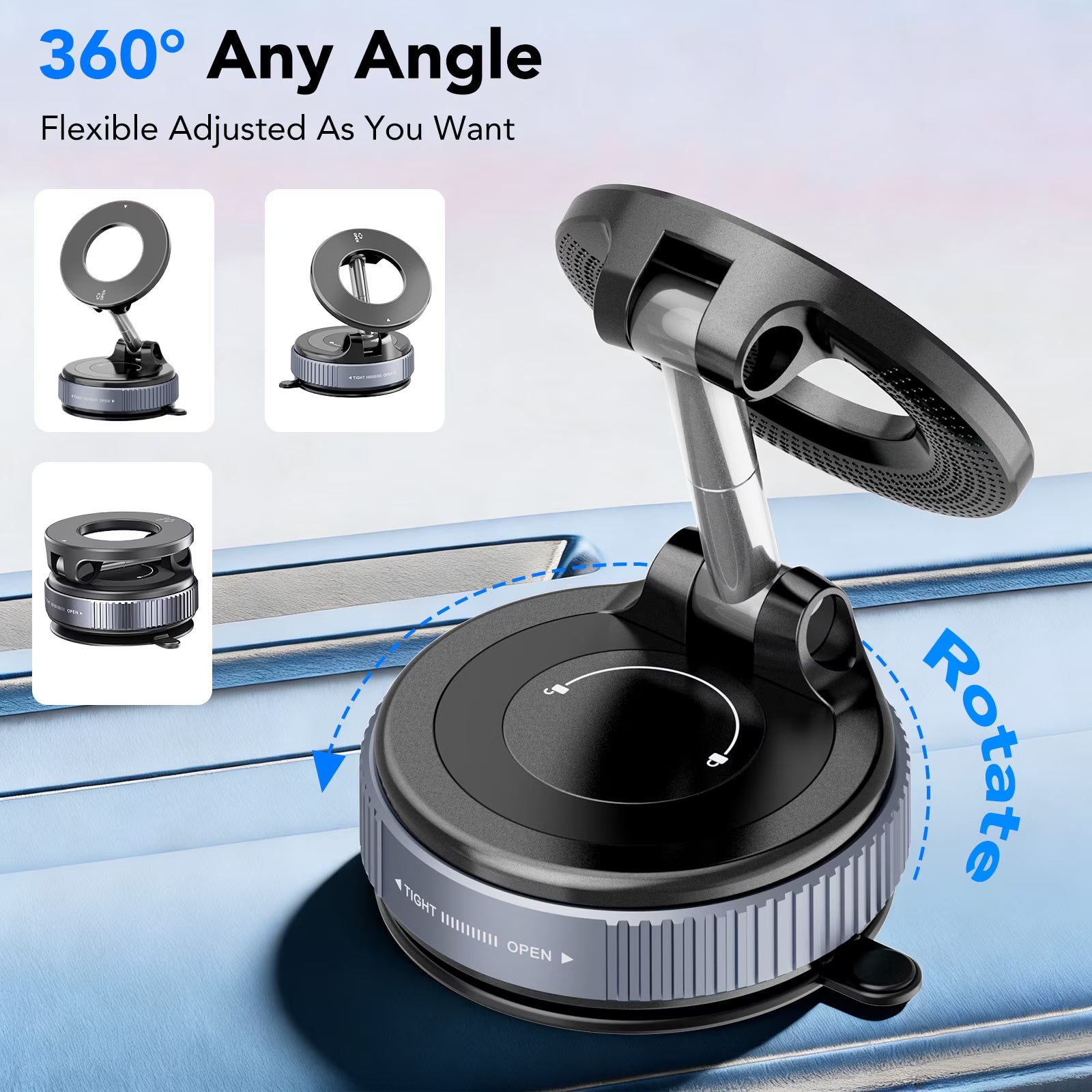 Magnetic Phone Holder for Car, Suction Cup Car Phone Holder for Windshield and Dashboard, 360° Adjustable Car Phone Mount with Strongest N60 Magnets, Compatible for Iphone17-12 Pro Max and Android