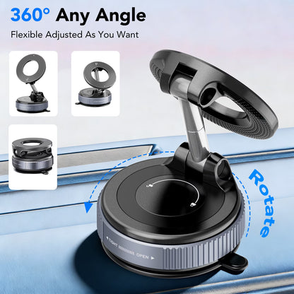 Magnetic Phone Holder for Car, Suction Cup Car Phone Holder for Windshield and Dashboard, 360° Adjustable Car Phone Mount with Strongest N60 Magnets, Compatible for Iphone17-12 Pro Max and Android