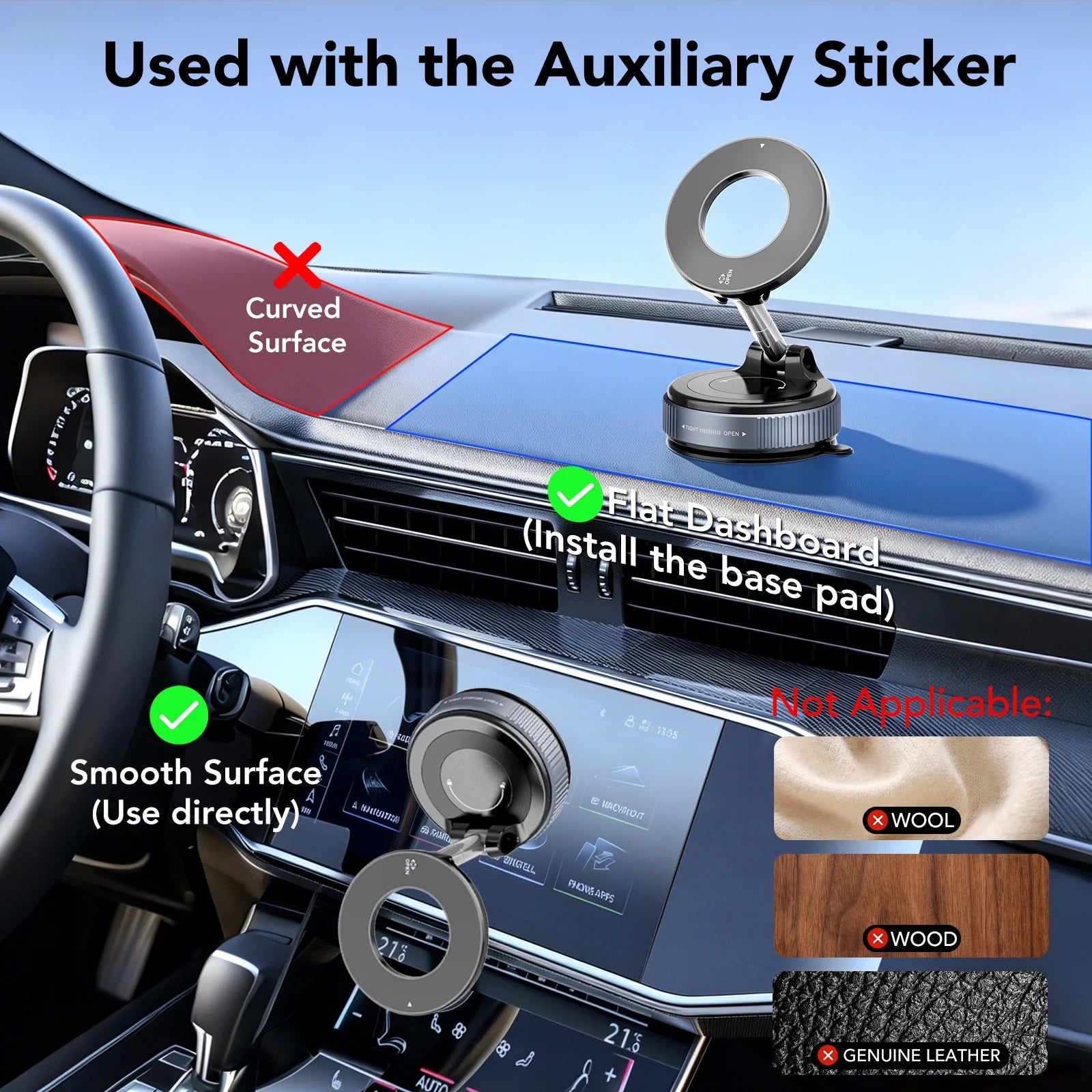 Magnetic Phone Holder for Car, Suction Cup Car Phone Holder for Windshield and Dashboard, 360° Adjustable Car Phone Mount with Strongest N60 Magnets, Compatible for Iphone17-12 Pro Max and Android