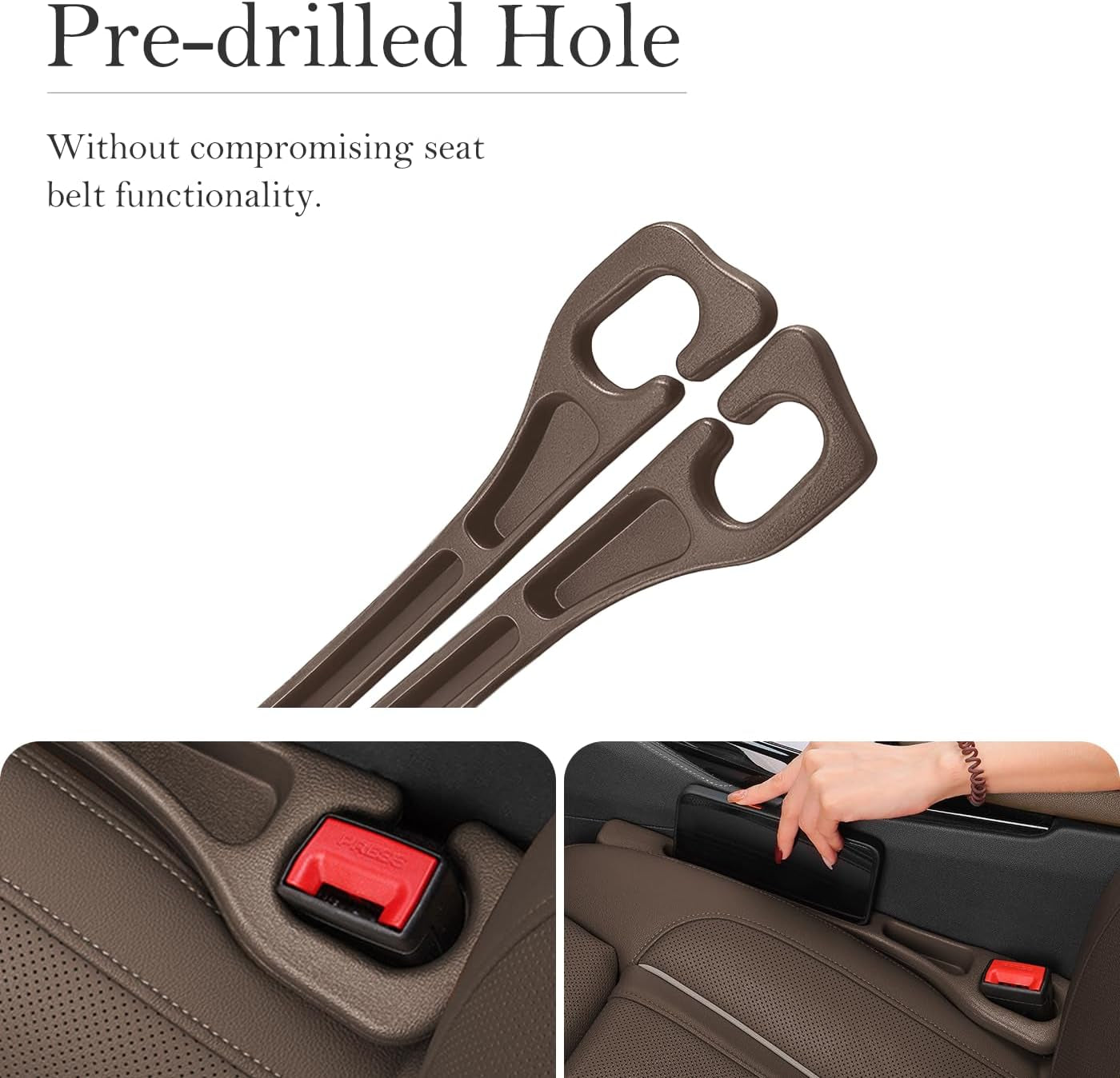 Car Seat Gap Filler 2-Pack, Universal Car Seat Gap Filler Organizer, Seat Gap Plug – Fills Gap between Seat & Console (Brown)