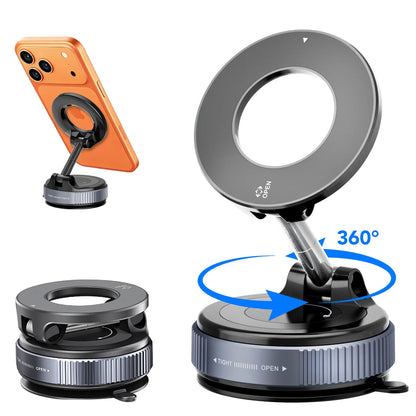 Magnetic Phone Holder for Car, Suction Cup Car Phone Holder for Windshield and Dashboard, 360° Adjustable Car Phone Mount with Strongest N60 Magnets, Compatible for Iphone17-12 Pro Max and Android