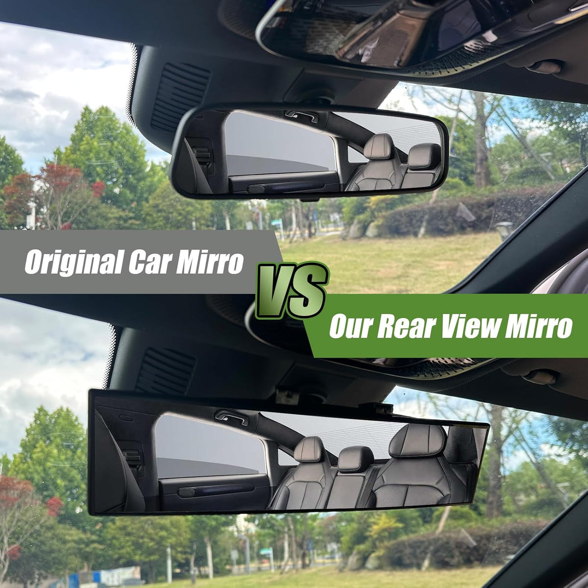 Rear View Mirror, 12 Inch Universal Wide Angle Rear View Mirror Accessories Panoramic Convex Clip-On for Cars, Suvs, Trucks, Vehicles
