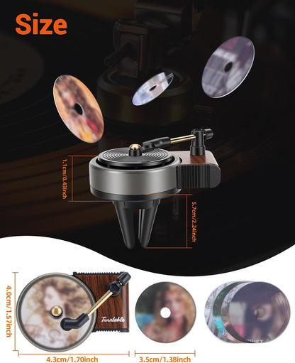 Record Player Air Freshener Car Diffuser Vent Clip, 12Pcs Refillable Car Air Freshener with Pop Singer Album Covers, Vintage Vinyl Air Freshener Car Decor, Perfect Music Lovers Gifts