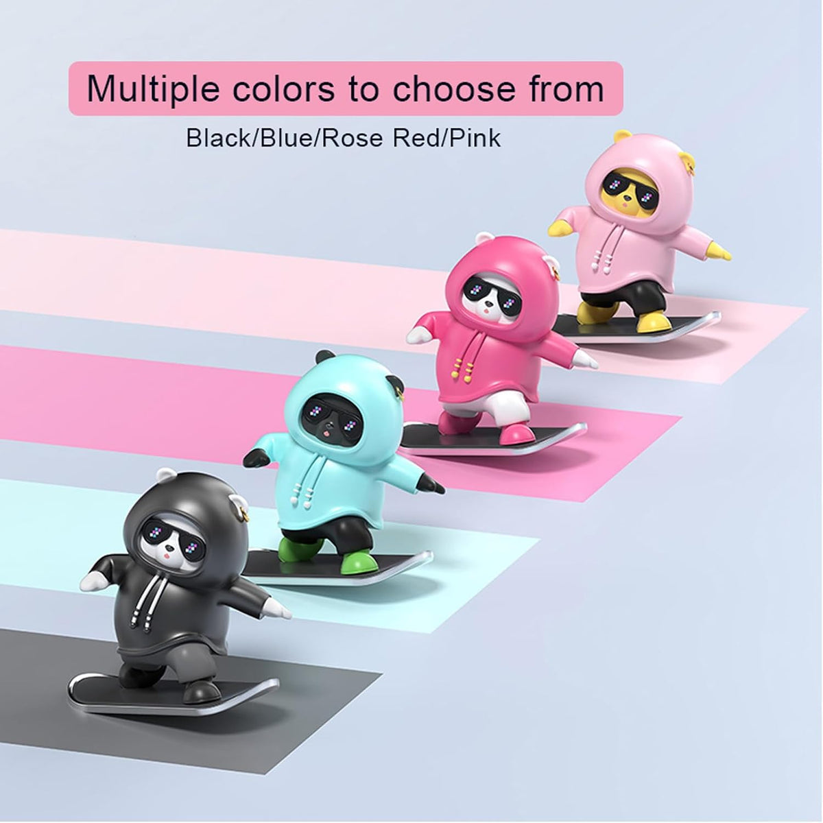 Car Decor Dashboard Decorations Fun Car Accessories Sliding Bear Black | Cool Car Accessories for Men|Funny Dashboard Ornaments|Skateboarding Bear|Gift Box