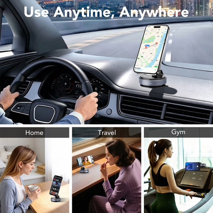 Magnetic Phone Holder for Car, Suction Cup Car Phone Holder for Windshield and Dashboard, 360° Adjustable Car Phone Mount with Strongest N60 Magnets, Compatible for Iphone17-12 Pro Max and Android
