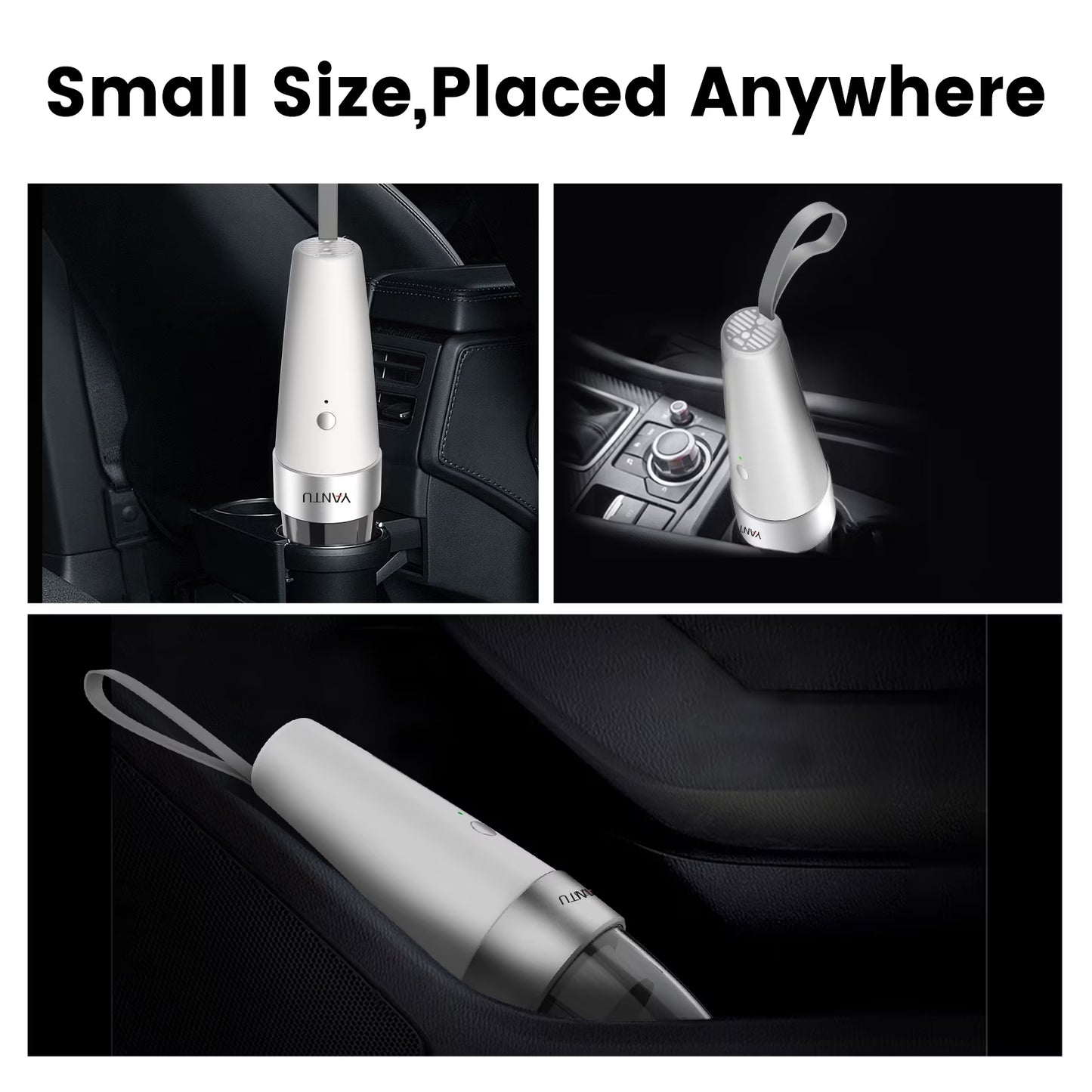 Car Vacuum,  Car Vacuum Cleaner High Power 6000PA Mini Handheld Portable Corded Small Vacuum for Quick Car Cleaning, DC 8.4V Portable Auto Vacuum Cleaner for Wet Dry with 2In1 Brush（White)
