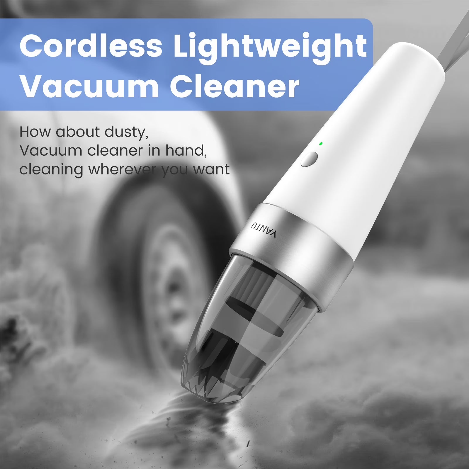 Car Vacuum,  Car Vacuum Cleaner High Power 6000PA Mini Handheld Portable Corded Small Vacuum for Quick Car Cleaning, DC 8.4V Portable Auto Vacuum Cleaner for Wet Dry with 2In1 Brush（White)