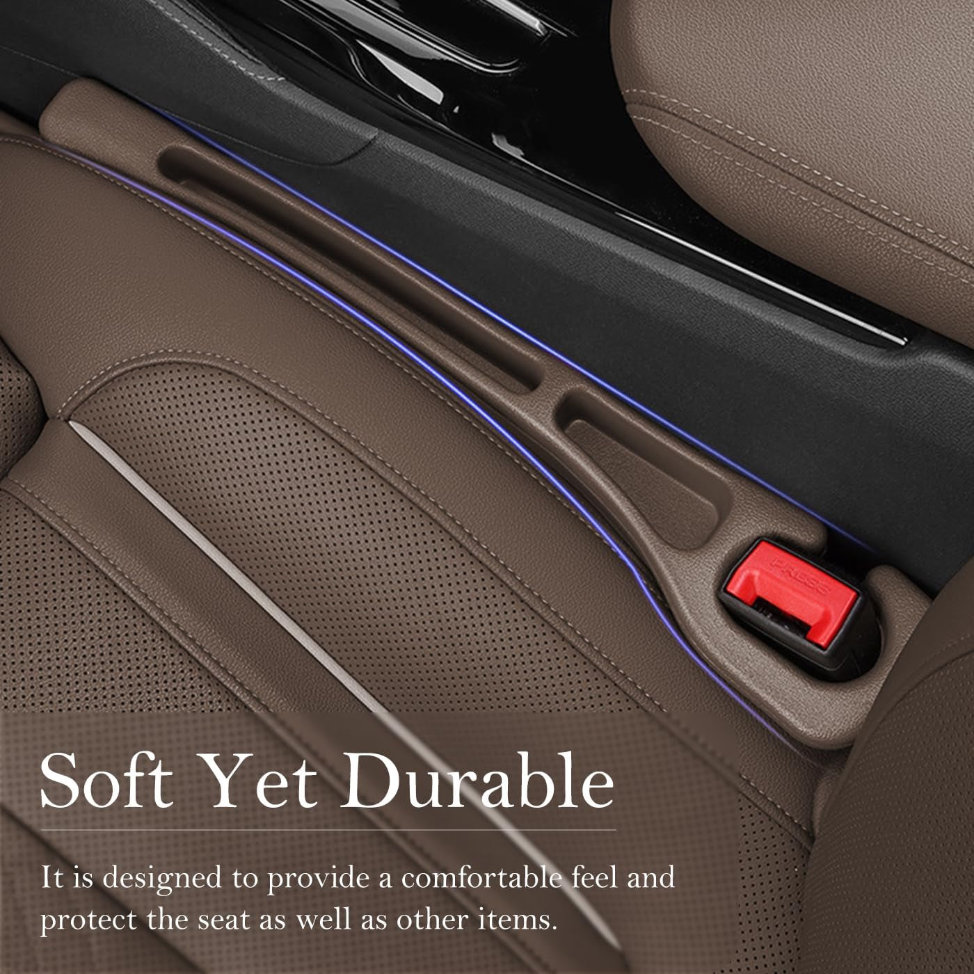 Car Seat Gap Filler 2-Pack, Universal Car Seat Gap Filler Organizer, Seat Gap Plug – Fills Gap between Seat & Console (Brown)