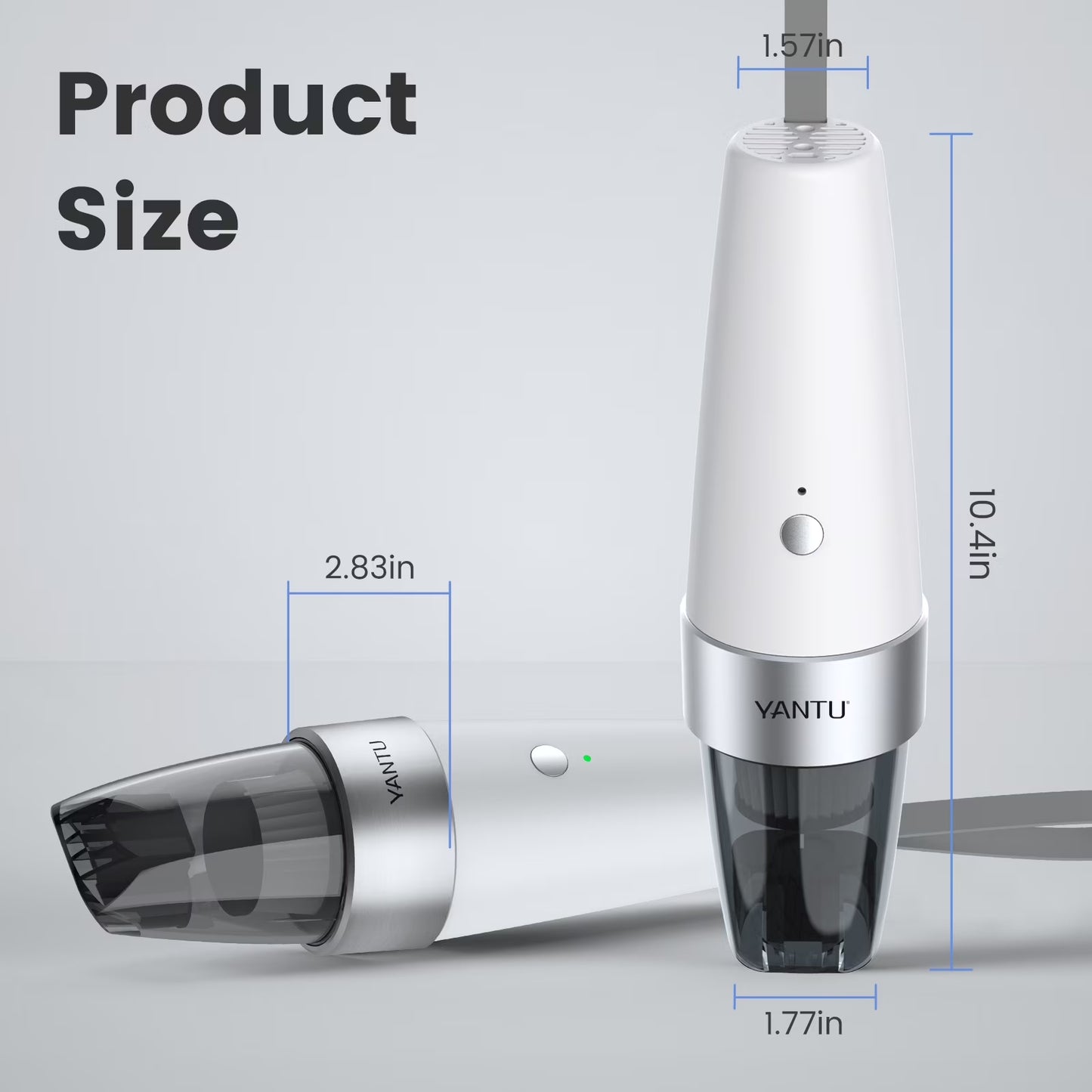 Car Vacuum,  Car Vacuum Cleaner High Power 6000PA Mini Handheld Portable Corded Small Vacuum for Quick Car Cleaning, DC 8.4V Portable Auto Vacuum Cleaner for Wet Dry with 2In1 Brush（White)