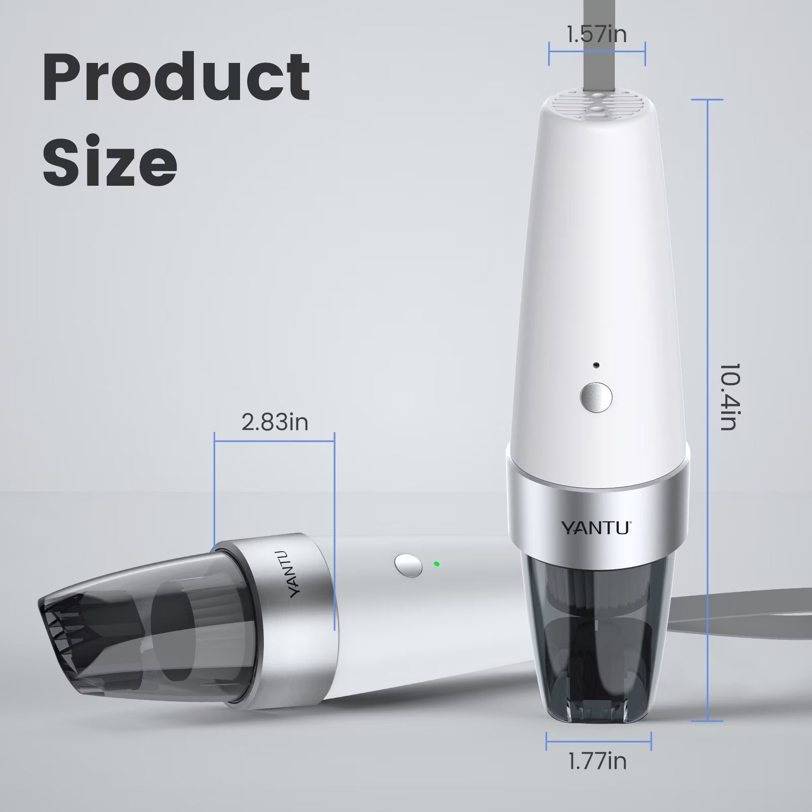 Car Vacuum,  Car Vacuum Cleaner High Power 6000PA Mini Handheld Portable Corded Small Vacuum for Quick Car Cleaning, DC 8.4V Portable Auto Vacuum Cleaner for Wet Dry with 2In1 Brush（White)