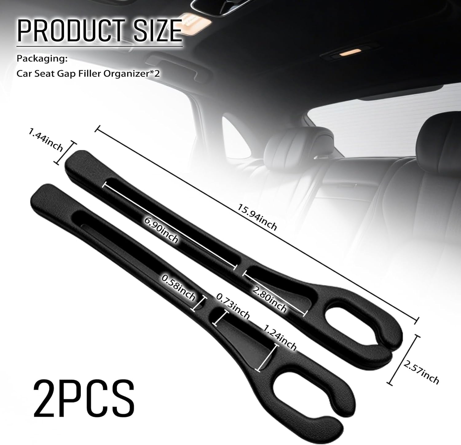 2PCS Car Seat Gap Filler Organizer,Soft Car Gap Filler Organizer for Filling Gaps with Storage Slots,Versatile Cars Seat Gaps Fillers Strip Cars Interior Accessories